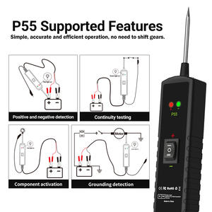Probador de Circuitos para Vehículos Profesional P55 y Probador de Baterías de <span class=keywords><strong>Auto</strong></span> 12-24V, Prueba de Continuidad con 1 Año de Garantía, Ajuste Universal - Product Image 5