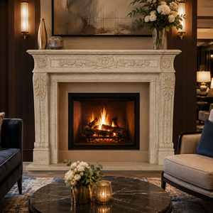 Customized Marble <b>Fireplace</b> Modern Hand Carved Luxury Classic Cream Beige Marble <b>Fireplace</b> Mantel Marble <b>Fireplace</b> Surround - Product Image 6