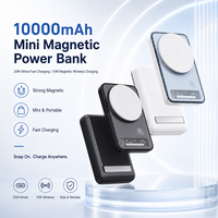 Batterie externe magnétique ultra-fine 10000mAh, chargeur portable, charge rapide 20W PD, batterie externe sans fil, batterie externe transparente