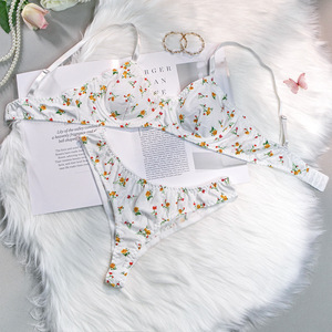 2025 Summer Hot Sexy Unterwäsche Gestrickt Floral Under wire Push-up BH und Slips Female Intimates Dessous 2-teiliges Set - Product Image 6