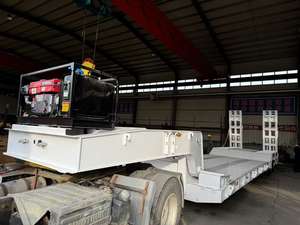 油圧延長可能3軸20 50トンフラットベッドグースネックマフィローボーイローベッドRgn 100トンローボーイセミトレーラー - Product Image 2