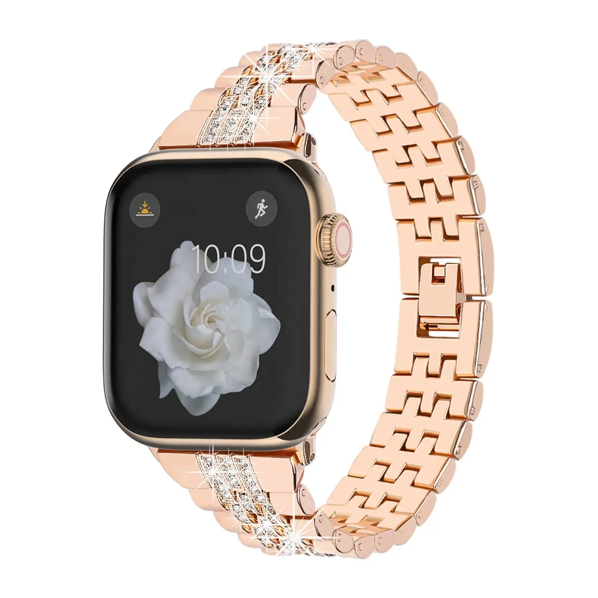 Apple Watch iWatch 시리즈 용 럭셔리 다이아몬드 팔찌 스테인레스 스틸 스트랩 밴드