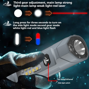 Đa chức năng từ dưới ngọn đuốc đèn với COB Side Red Blue Lights Red Laser Tactical đèn pin - Product Image 5