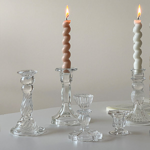 Bougeoir en verre gaufré français, style gobelet vintage, pour table à manger, décoration d'ambiance pour la maison - Product Image 4