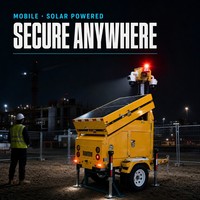Tour de sécurité mobile solaire sur remorque avec caméras de vidéosurveillance, télécommande et surveillance extérieure hors réseau