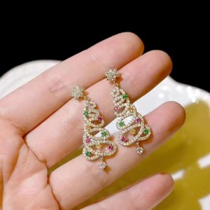 2026 Colorful Rhinestone Christmas Tree Tassel Drop <b>Earrings</b> Luxury Round Crystal <b>Dangle</b> <b>Earrings</b> Women Holiday Party Jewelry - Product Image 6