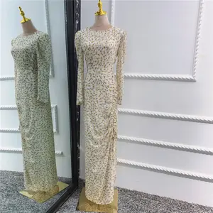 Vestido largo de gasa hasta la rodilla, bohemio, islámico, Dubai, moda Abaya, 2021