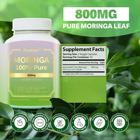 Capsules de supplément à base d'extrait de feuilles de Moringa 100 % pur végétalien 800 mg, certifiées GMP, en gros, marque privée OEM, à vendre