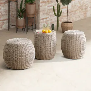 Storable Side Table High End Outdoor Contract Hotel Backyard Furniture Rope Villa Coffee Side Table Set