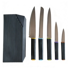 Ensemble de couteaux de cuisine en acier inoxydable à succès avec manche en plastique et bloc de rangement - Product Image 3