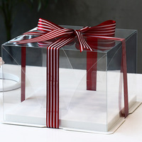 Boîte-cadeau Festive à grande couche, emballage de gâteau avec ruban et couvercle pré-plié, boîte à gâteau transparente pour animaux de compagnie