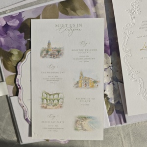 Invitaciones <span class=keywords><strong>de</strong></span> Boda <span class=keywords><strong>de</strong></span> Lujo con Monograma Estampado en Lámina, Tapa Dura <span class=keywords><strong>de</strong></span> Terciopelo Blanco, Papel <span class=keywords><strong>de</strong></span> Algodón con Estampado Dorado - Product Image 4