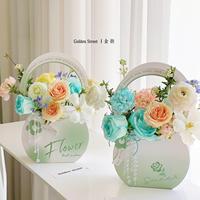 Panier à fleurs portable simple, boîte en papier florale, boîte cadeau pour bouquet floral, sac simple pour arrangement floral pour fleuriste