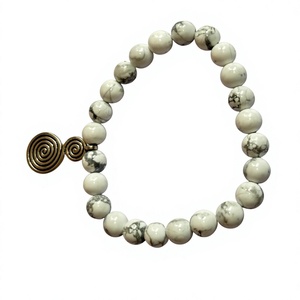 Brazalete de Latón con Cuentas de Piedra Natural, Chapado en Oro y Plata, Forma de Pirámide, Joyería Vintage Budista para Niños, Regalo de Aniversario - Product Image 1