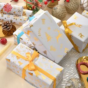 New Christmas Collection Glossy <b>Gold</b>-Stamped Coated <b>Paper</b> Christmas Tree & Snowflake Christmas Gift <b>Wrapping</b> <b>Paper</b> Wholesale - Product Image 5