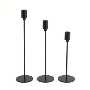 3PCS/SET Antique Wedding Gold Black Tapered Metal Decorative Candle stick Candlestick Holder For Home Decoration