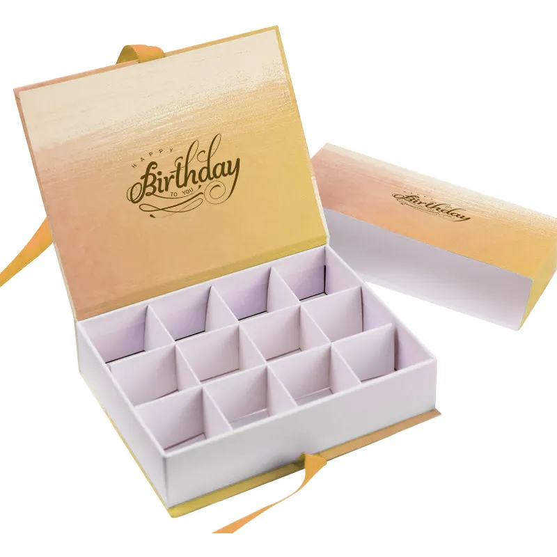 Manufacturer customized LOGO luxury chocolate box paper candy gift box book-shaped packaging box with partition