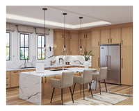 Armoire de cuisine en bois de style européen contemporain, intégrée, avec placage, stratifié, pour restaurant, garde-manger, rangement