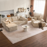Canapé-lit sectionnel en forme de L avec fauteuil inclinable, rembourré en éponge, extra large, sans assemblage requis, beige, pour salon