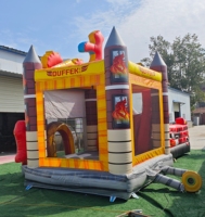 DFRL Brincolín Inflable Húmedo/Seco para Fiestas, Casa de Brinco con Tobogán de Agua, Material de PVC de 0.55mm, Uso Comercial