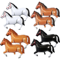 Lot de 8 ballons en aluminium en forme de cheval blanc, marron et noir pour décorations de fête d'anniversaire sur le thème du Far West et des cow-boy