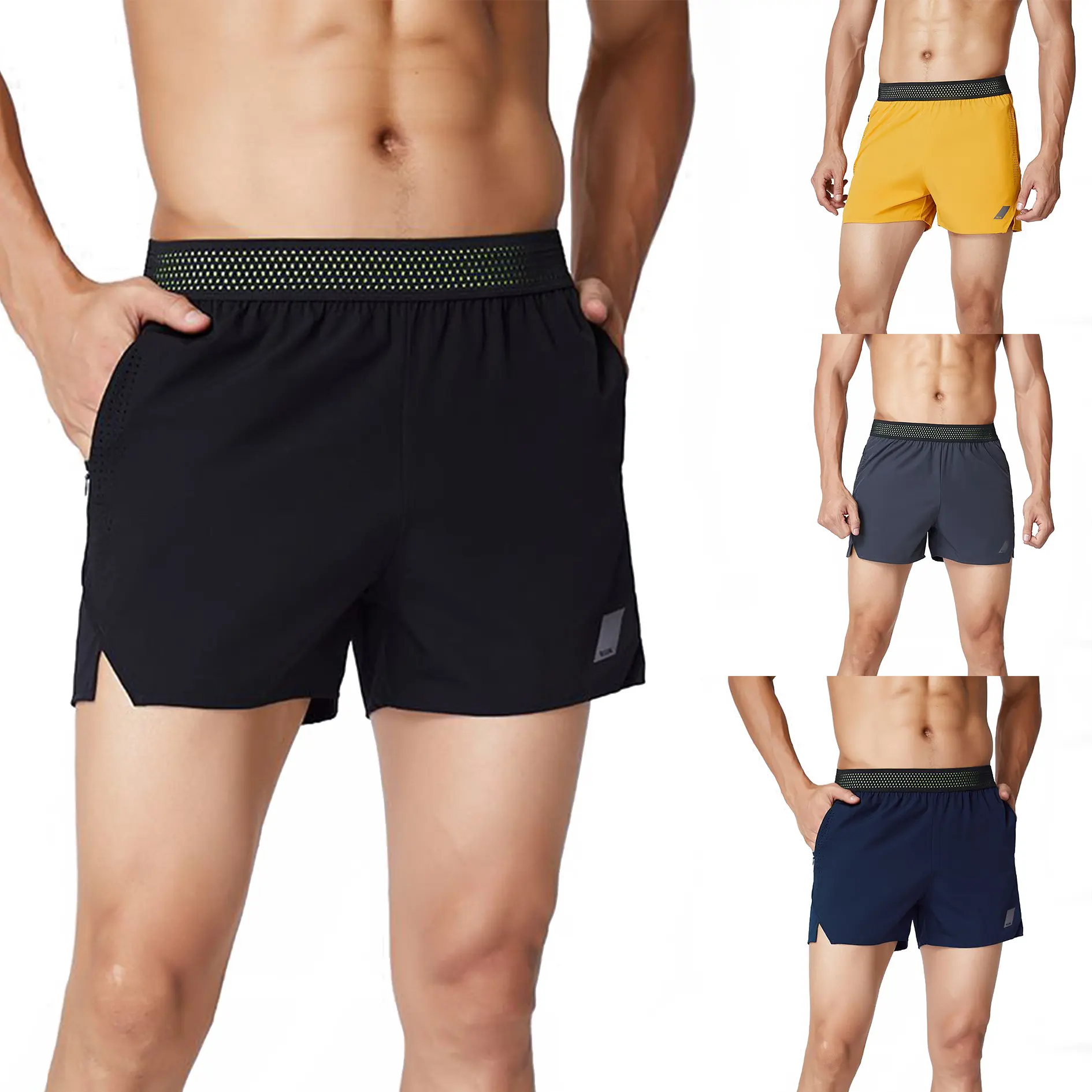 Summer outdoor elastic running custom logo men's quick dry solid breathable gym wear men's causal beach shorts men sport shorts