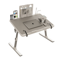 Mesa Auxiliar Plegable Simple con Superficie de Tablero de Densidad Ajustable, Mesa Pequeña para Dormitorio, Estudio, Portátil, Escritorio de Lectura para Niños, Estantería