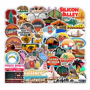 50 pcs California USA States Pvc Sticker for water bottle laptop window car diy