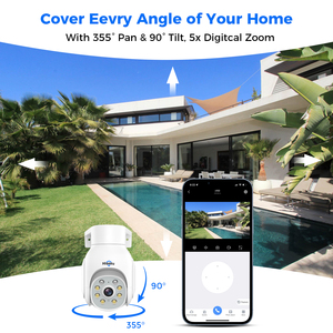 Caméra PTZ extérieure 5MP, intelligente avec IA, audio bidirectionnel, vision nocturne couleur, suivi automatique des personnes, réseau sans fil, dôme CCTV WiFi WHD405 Cct - Product Image 4