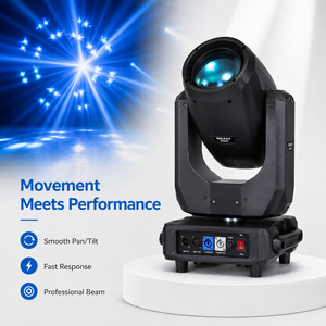 Projecteur à tête mobile 260W 9R Beam 18CH DMX512 16 bits Pan 540 °   Inclinaison 250 °   Gobo Dual Prism Frost Zoom pour Concerts, Clubs et Théâtres - Product Image 5