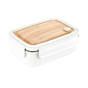 304 Stainless Steel <b>Lunch</b> <b>Box</b> Wood Grain Double Layer Bento <b>Box</b> For Students And Office Workers - Product Image 5