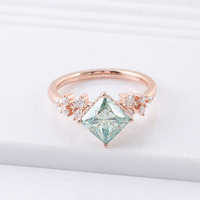 Bague Vintage pour femmes, anneau lumineux, modèle princesse, vert, or Rose, 10k 14k, nouvelle collection