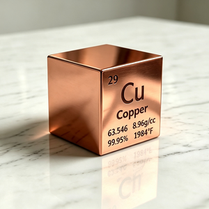 1.5" 38.1mm Copper Cube 99.9% Pure Cu Periodic <b>Table</b> Element Cube Engraved Density Metal Block for Science Education Display - Product Image 1