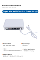 Alimentation sans coupure UPS12V9V5V DC Mini UPS 10050mAh Batterie au lithium UPS en ligne pour ordinateur WIFI Routeur Modem