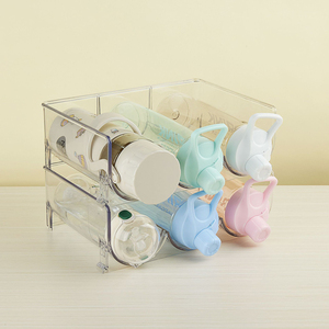 <span class=keywords><strong>Estante</strong></span> de plástico apilable para botellas de vino, organizador de nevera, caja de almacenamiento <span class=keywords><strong>Universal</strong></span> para bebidas - Product Image 2