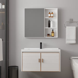 Lavabo <span class=keywords><strong>con</strong></span> juego de gabinete, tocador de baño chino para el hogar, botiquín de Metal pequeño, dorado <span class=keywords><strong>con</strong></span> <span class=keywords><strong>espejo</strong></span> <span class=keywords><strong>empotrado</strong></span> <span class=keywords><strong>con</strong></span> luz Led de potencia - Product Image 1