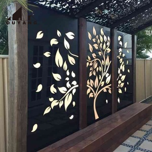 <span class=keywords><strong>Panneau</strong></span> de clôture en acier découpé au laser QUYANG, motif floral, pour cour de villa moderne, écran d'intimité extérieur en métal - Product Image 5