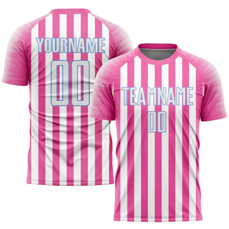 Camisa De Futebol Personalizada Com Logotipo E Números Vintage Portugal Stripe Em Branco Rosa Camisas De Futebol Juvenil