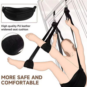 Nuevo columpio de cuero BDSM con asiento ancho de felpa, correas ajustables, impermeable, para juegos de pareja SM, juguete erótico para adultos, esposas - Product Image 6