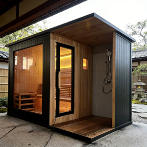 Sauna extérieur moderne pour villa avec chauffage infrarouge lointain, cabine en bois de cèdre massif et bain SPA - Product Image 4