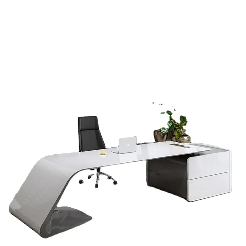 Tavolo da ufficio capo dipinto leggero di lusso presidente scrivania per computer semplice scrivania direzionale moderna e sedia tavolo da ufficio manager minimalista