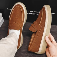 Mocassins rétro en daim pour hommes, plateforme, semelle extérieure en chanvre, à enfiler, confortables, pour le quotidien, décontractés, extérieur, style espadrille, vente en gros