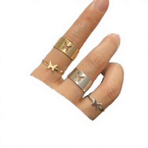 Anelli di fidanzamento vintage classici western in lega, alla moda, minimalisti, con apertura a cuore a forma di aeroplano, per donna - Product Image 5