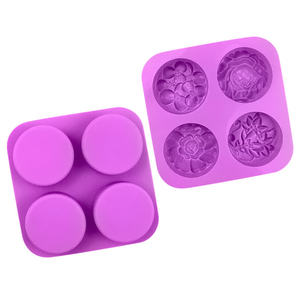 Moldes de jabón de silicona redondos de flores sin BPA antiadherentes, molde de jabón casero para jabón DIY, magdalenas, pudín, Brownie y pastel de <span class=keywords><strong>queso</strong></span> - Product Image 5