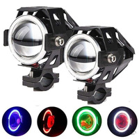 Yosovlamp U7 Projecteur DC 12-80V 35W 24 LED Angle de faisceau 360° Canon laser avec interrupteur Stroboscope LED Œil de démon/ange pour moto 2800lm