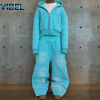 Ensemble de survêtements vintage en coton pour hommes, survêtements de sport surdimensionnés de haute qualité, pantalon de survêtement à jambes larges et sweat-shirt