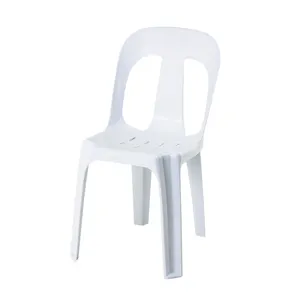 เก้าอี้ Bistro มือสองพลาสติกสีขาว Monoblock ฝรั่งเศสราคาถูก