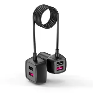 yopin new arrival 4 usb car charger,dual quick charge 3.0 back seat car charger