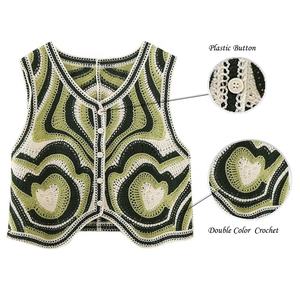 سترة علوية للنساء مصنوعة من نسيج محبوك ومزدوج الألوان من الدانتيل والكروشيه مناسبة للصيف من المصنع - Product Image 2