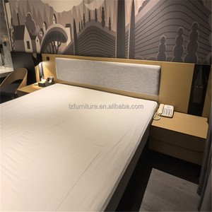 3 Star Hotel Bedroom Furniture Set Custom <b>Queen</b> King <b>Size</b> Wooden <b>Bed</b> Base Frame with Upholstered Headboard Wall Unit Nightstands - Product Image 3